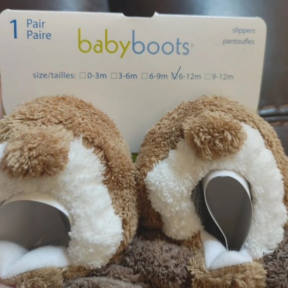 Baby Slippers/Booties - Brown & White Bear - 6-12 Months - soft cuddly - Picture 3 of 3